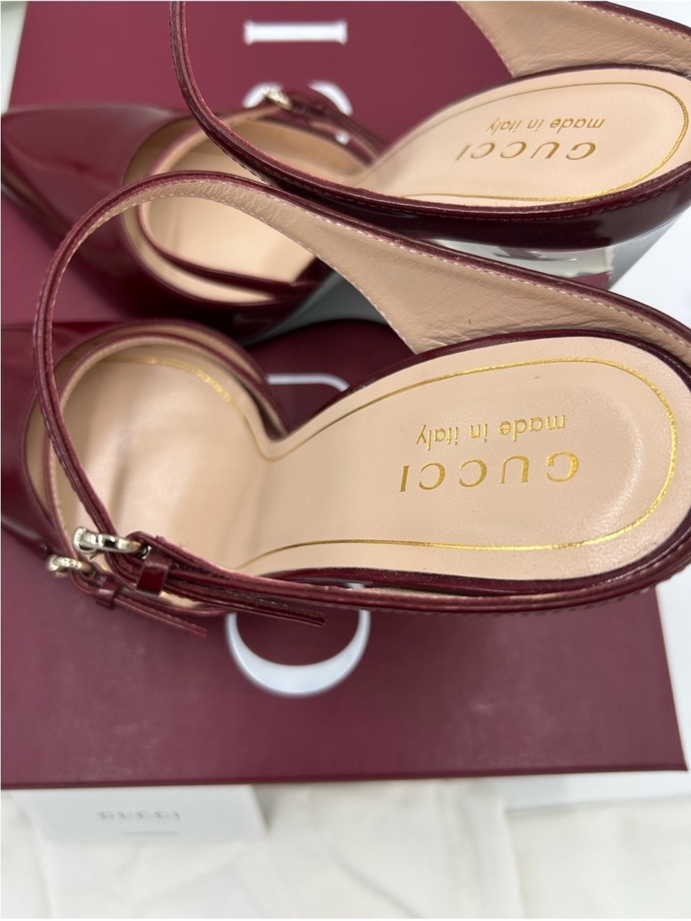 Women’s Gucci Rosso leather wedge mule size 38 made Italy - Picture 8 of 14